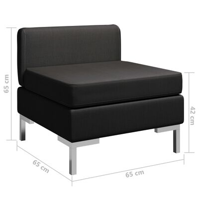 vidaXL Modularna srednja sofa s jastukom od tkanine crna