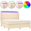 vidaXL Krevet box spring s madracem LED krem 180x200 cm od tkanine