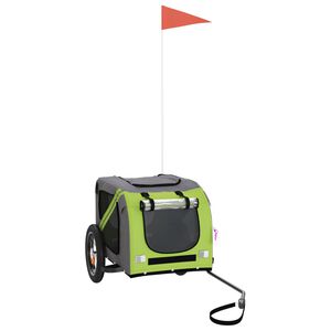 vidaXL Prikolica za bicikl za ljubimce zeleno-siva tkanina i željezo