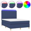 vidaXL Krevet box spring s madracem LED plavi 140x200 cm od tkanine