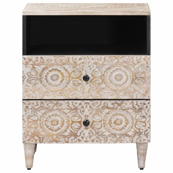 vidaXL Ormar za krevet Bijelo 50 x 33 x 60 cm Čvrsto drvo manga