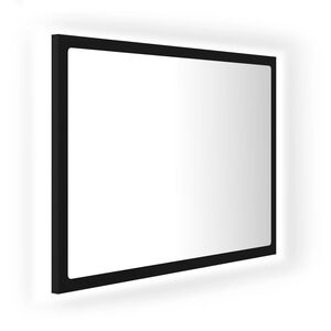 vidaXL LED kupaonsko ogledalo crno 60x8,5x37 cm akrilno