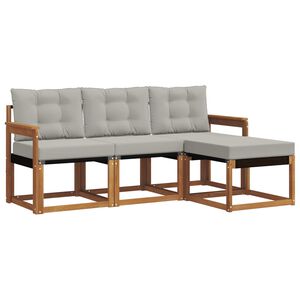vidaXL Set vanjskih sofa s jastukom 4 pcs Prirodna i svijetlo siva