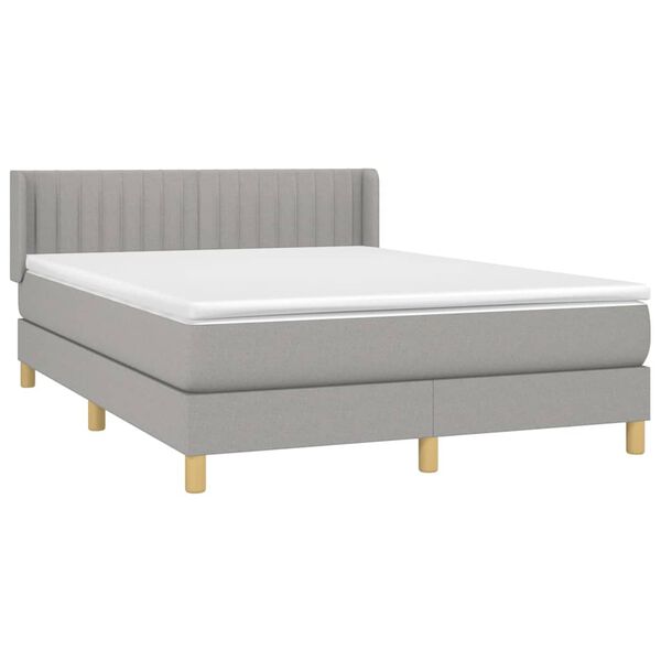 vidaXL Krevet box spring s madracem svjetlosivi 140x200 cm od tkanine