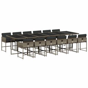 vidaXL 13-dijelni vrtni blagovaonski set s jastucima poliratan sivi