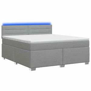 vidaXL Krevet s box springom, madracem i LED-om Svjetlosiva Tkanina