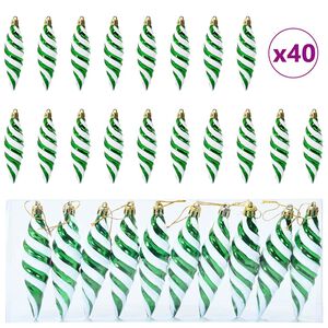 vidaXL Božićna spirala u obliku kugle 40 kom. Zelena 3 x 11 cm