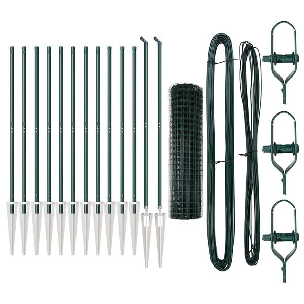 vidaXL Ograda s postovima Zelena 1,2 x 25 m Čelik i PVC