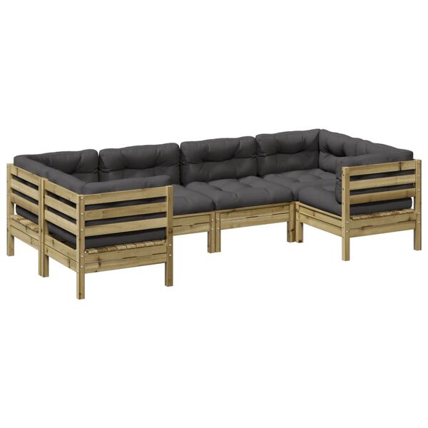 vidaXL 6-dijelni set vrtnih sofa od impregnirane borovine s jastucima