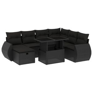 vidaXL 8-dijelni set vrtnih sofa od poliratana s jastucima crni