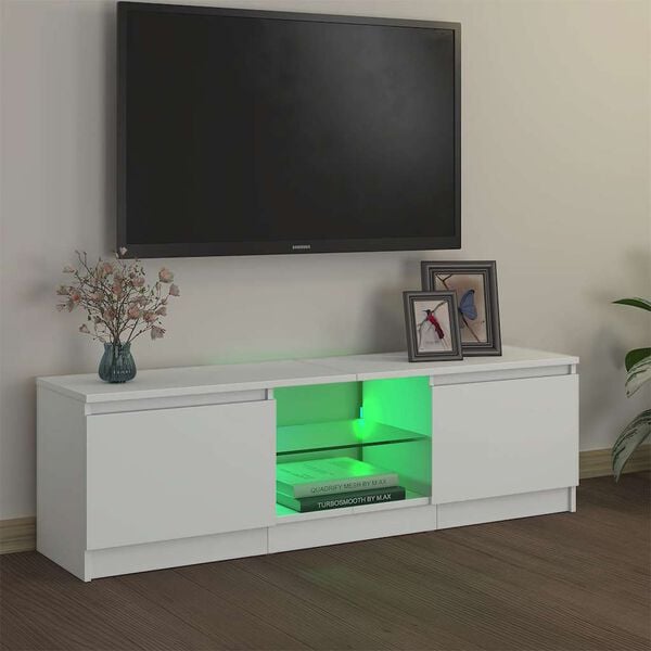 vidaXL TV ormarić s LED svjetlima bijeli 120 x 30 x 36 cm