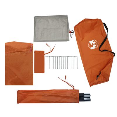 vidaXL Tunelski šator za kampiranje za 3 osobe sivo-narančasti