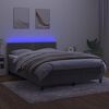 vidaXL Krevet box spring s madracem LED svjetlosivi 140x190 cm bar&scaron;un
