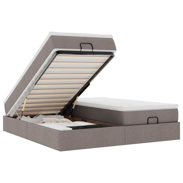 vidaXL Otomanski okvir kreveta s madracima smeđesivi 180x200cm tkanine