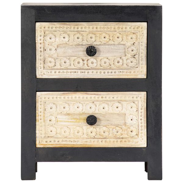 vidaXL Ručno izrezbareni noćni ormarić sivi 40x30x50 cm od drva manga