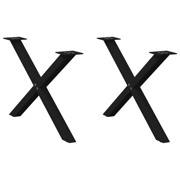 vidaXL Noge za klub stolić u obliku slova X, 2 kom, crne, 70 x (42-43) cm, čelik