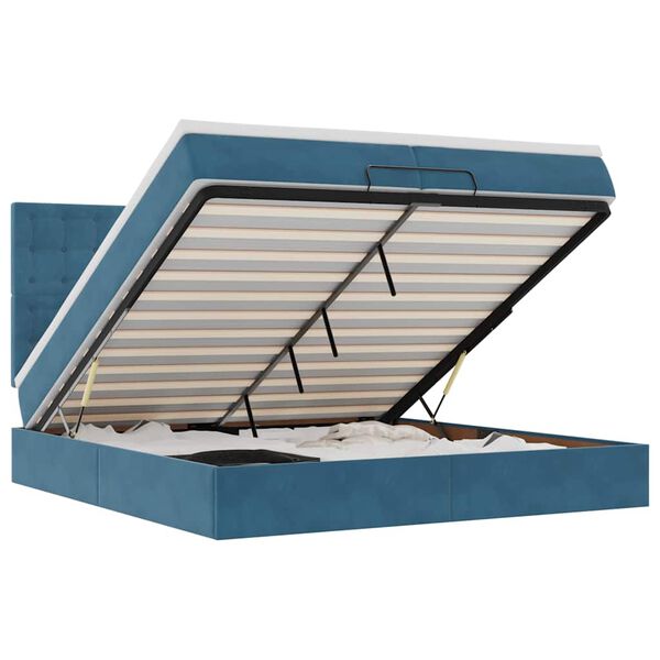 vidaXL Otomanski okvir kreveta s madracima plavi 200x200cm bar&scaron;unasti