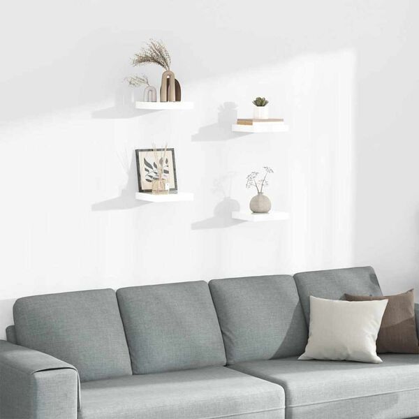 vidaXL Plutajuće zidne police 4 kom sjajne bijele 23x23,5x3,8 cm MDF