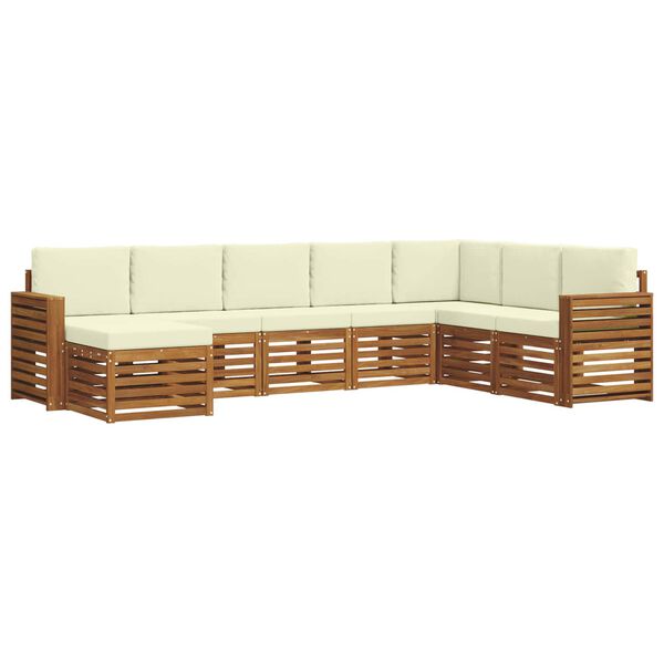 vidaXL Setovi sofa 8 pcs Prirodna i krem Čvrsto drvo akacije
