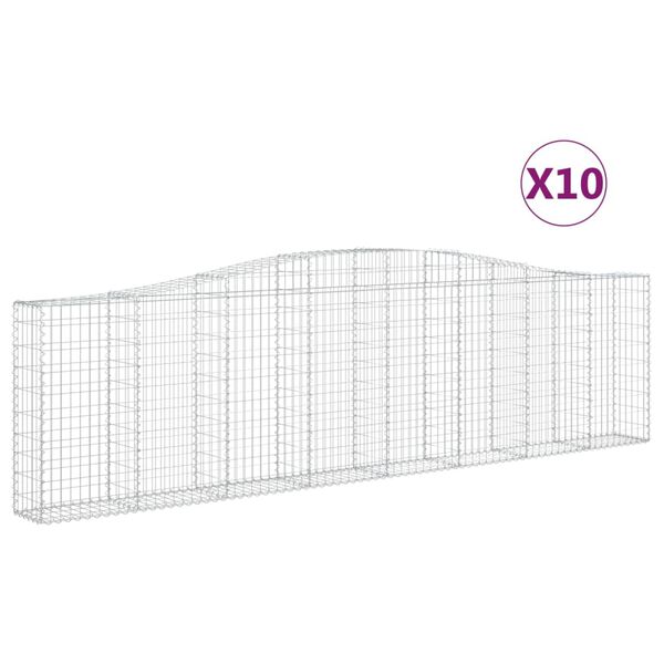 vidaXL Lučne gabionske ko&scaron;are 10kom 400x30x100/120cm pocinčano željezo