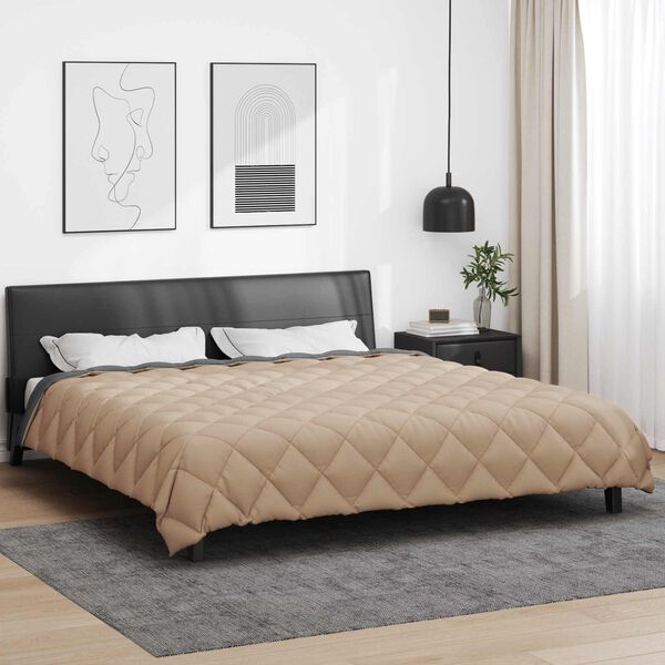 vidaXL Zimska pokrivača Antracit i taupe 240 x 260 cm Mikrovlakna