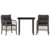 vidaXL 3-dijelni bistro set od poliratana s jastucima sivi