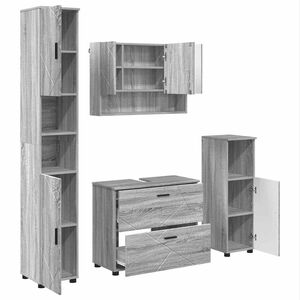 vidaXL Set namje&scaron;taja za kupaonicu 4 kom. Siva Sonoma 35 x 30 x 192 cm