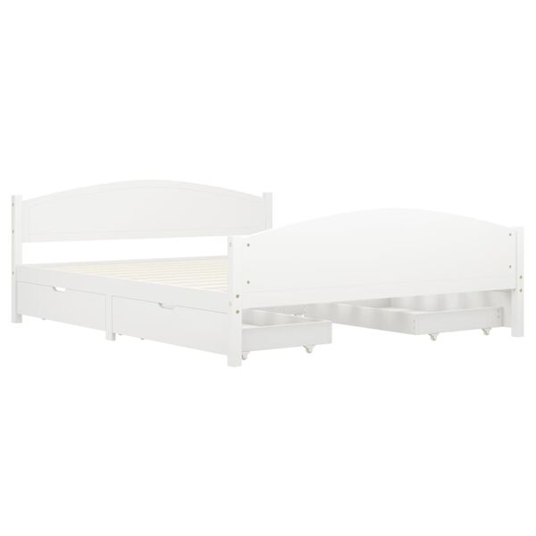 vidaXL Okvir za krevet s 4 ladice bijeli 160 x 200 cm masivna borovina