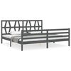 vidaXL Okvir za krevet s uzglavljem sivi 200 x 200 cm od masivnog drva