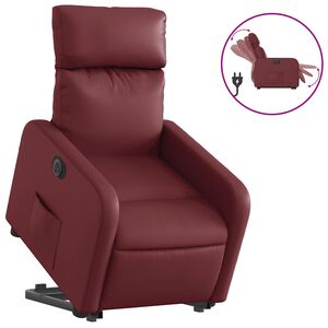 vidaXL Električni naslonjač na podizanje umjetna koža crvena boja vina