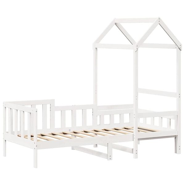 vidaXL Dnevni krevet s krovom bez madraca bijeli 80x200cm masivno drvo