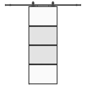 vidaXL Klizna vrata s priborom crna 76 x 205 cm kaljeno staklo