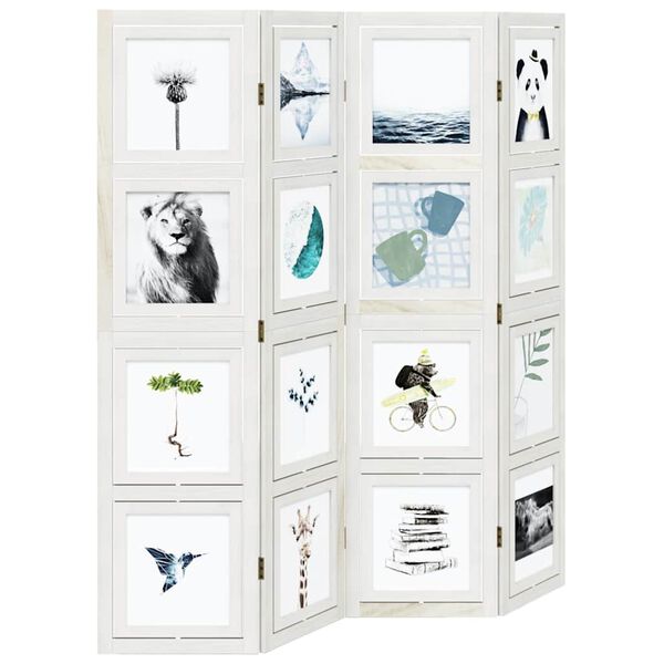 vidaXL Sobna pregrada s 4 panela bijela od masivnog drva paulovnije