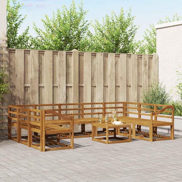 vidaXL Set vanjskih sofa 10 pcs Prirodna Čvrsto drvo akacije