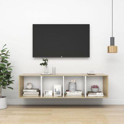 vidaXL Zidni TV ormarić boja hrasta i bijeli 37 x 37 x 142,5 cm drveni
