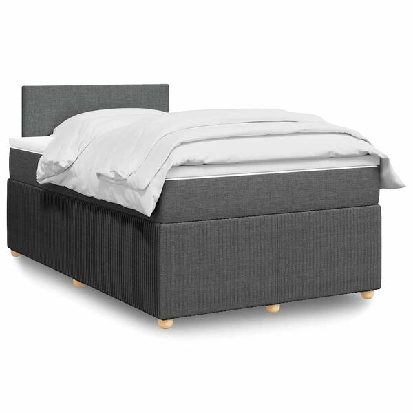 vidaXL Krevet box spring s madracem tamnosivi 120 x 190 cm tkanina