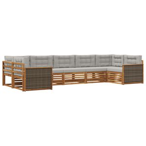 vidaXL Set vanjskih sofa s jastukom 7 pcs Prirodna i svjetlosiva