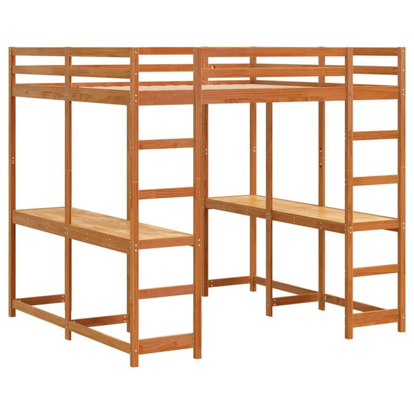 vidaXL Krevet na kat sa stolom i ljestvama 160x200 cm od borovine