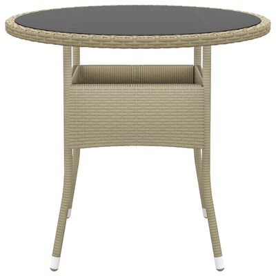 vidaXL Vrtni stol Ø 80 x 75 cm od kaljenog stakla i poliratana bež