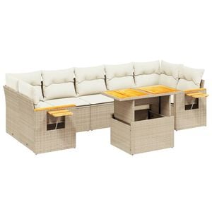 vidaXL 8-dijelni set vrtnih sofa od poliratana s jastucima bež