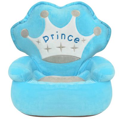vidaXL Plišana dječja fotelja s natpisom Prince plava