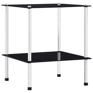 vidaXL Police s 2 razine crne 40 x 40 x 47 cm od kaljenog stakla