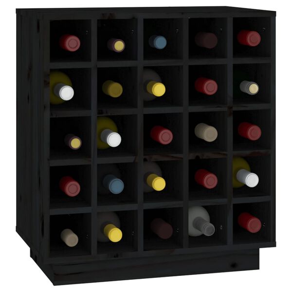 vidaXL Ormarić za vino crni 55,5x34x61 cm od masivne borovine