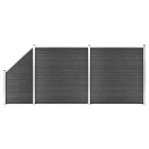 vidaXL Set panela za ogradu WPC 446 x (105 - 186) cm crni