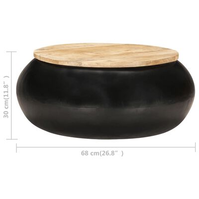 vidaXL Stolić za kavu crni 68 x 68 x 30 cm od masivnog drva manga