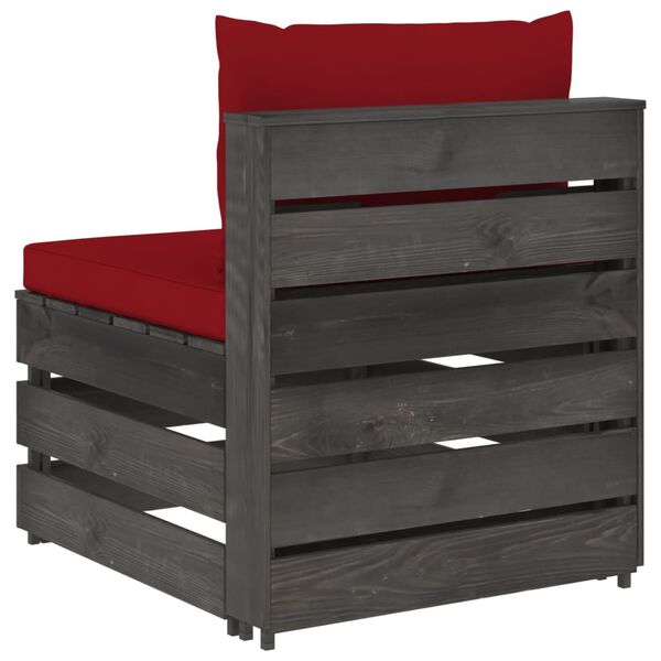 vidaXL Modularna srednja sofa s jastucima od sivo impregniranog drva