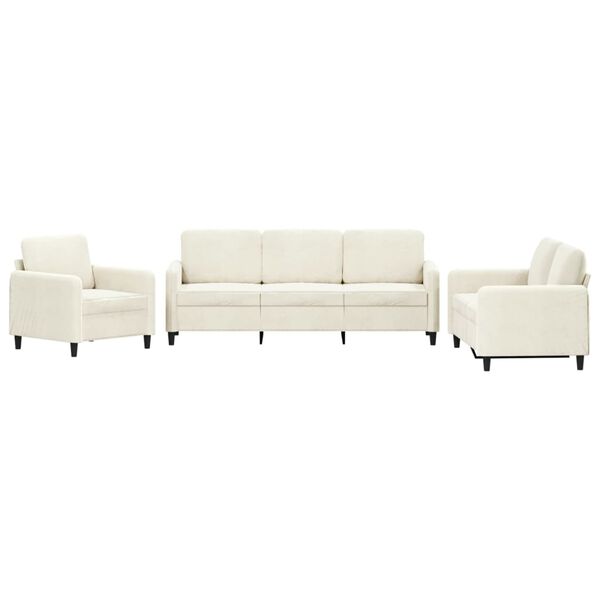 vidaXL 3-dijelni set sofa krem baršunasti
