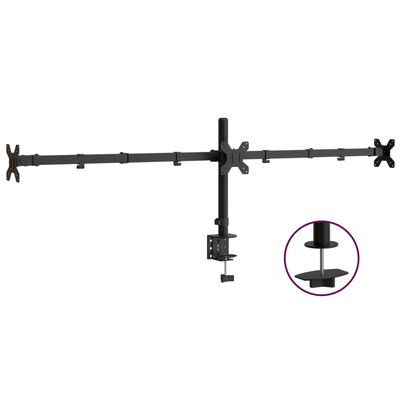 vidaXL Trostruki stalak za monitor crni čelični VESA 75/100 mm