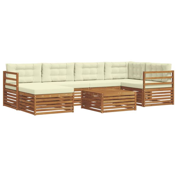 vidaXL Set vanjskih sofa s jastukom 7 pcs Prirodna i krem