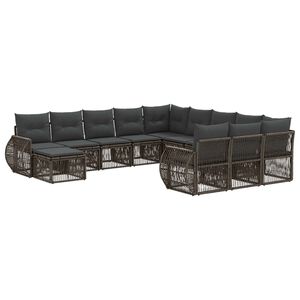 vidaXL Sjedeća garnitura za vrt 12 pcs Siva poliratan